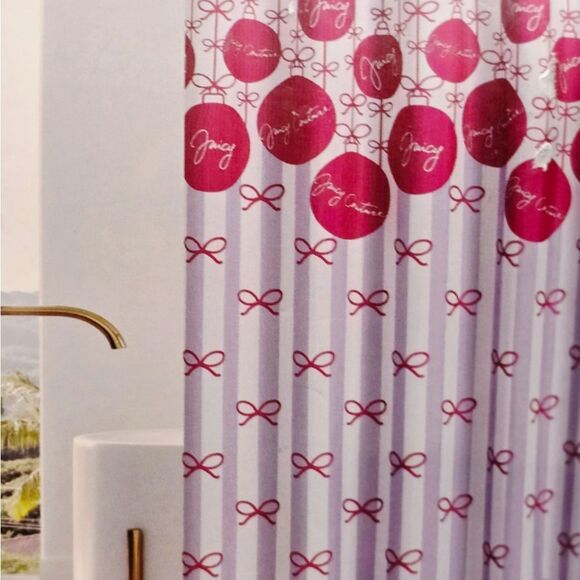 Juicy Couture Home Signature Logo Bows 14-PC Shower Curtain Set - Picture 2 of 5